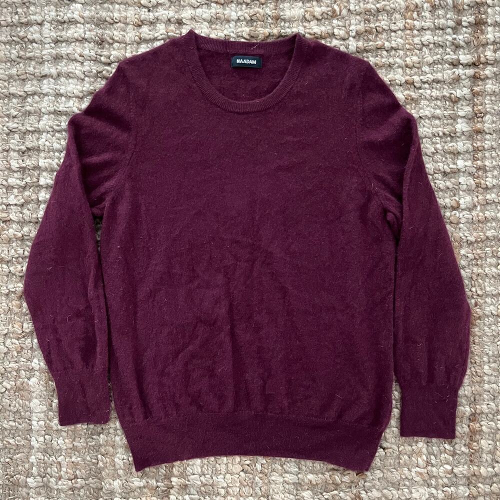 NAADAM 100% Cashmere Sweater Burgundy Crewneck Mens XL (Fits like M/L) Soft Knit